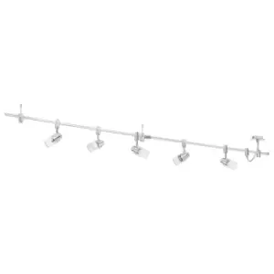 Image of Flush 5 Spot Ceiling Light Chrome Plated White Clear Glass Shade Bulb GU10 5x5W