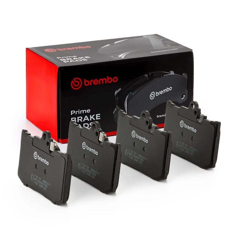 Image of BREMBO P 83 131 Brake pad set PRIME LINE with acoustic wear warning, without accessories, with anti-squeak plate Brake Pad Set,disc brake (402)