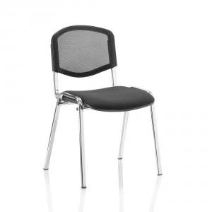 Image of Trexus ISO Stacking Chair Without Arms Black Mesh Chrome Frame Ref