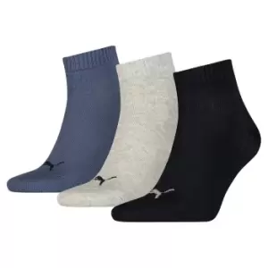 image of Puma Quarter Training Socks (3 Pairs) (2.5-5, Navy Mix)