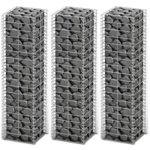 Image of Gabion Set 3 pcs Galvanised Wire 25 x 25 x 100cm Vidaxl Silver