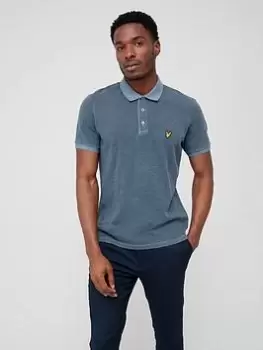 image of Lyle & Scott Garment Dye Slub Cotton Polo Shirt - Dark Navy, Dark Navy, Size S, Men