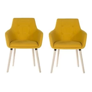 Image of Teknik 4 Legged Soft Padded Office Chair 2 Pack - Yellow