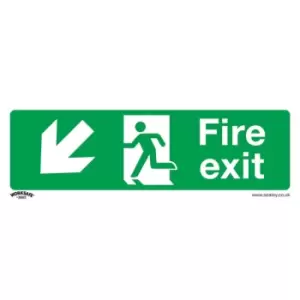 image of Safety Sign - Fire Exit (Down Left) - Self-Adhesive - Pack of 10