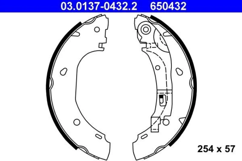Image of ATE 03.0137-0432.2 Brake Shoes with lever Brake Shoe Set (70)