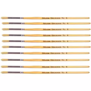 Image of Major Brushes Hog Bristle Short Hand Round Tip Size 4 - Pack of 10