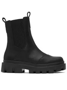 Image of TOMS Rowan Leather Chunky Chelsea Boots - Black, Size 5, Women
