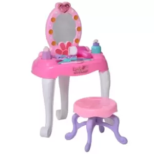 image of Jouet Kids Pretend Play Plastic Vanity Table Set with Mirror, Lights & Sounds - Pink