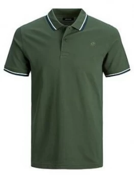 image of Jack & Jones Junior Boys Short Sleeve Tipped Polo - Forest