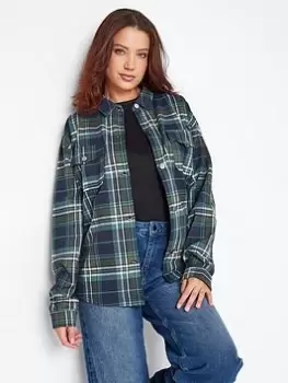 Image of Long Tall Sally Green Check Shacket, Green, Size 10, Women