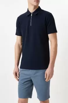 Image of Mens Texture Zip Polo Shirt