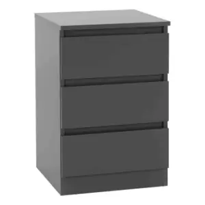 Image of Seconique Malvern 3 Drawer Bedside - Grey