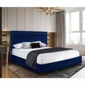 Image of Sensio Upholstered Beds - Plush Velvet, Double Size Frame, Blue - Blue