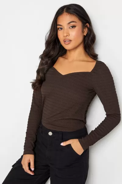 image of Petite Long Sleeve Textured Top