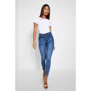 Image of I Saw It First Denim Distressed Hem Skinny Jean - Blue