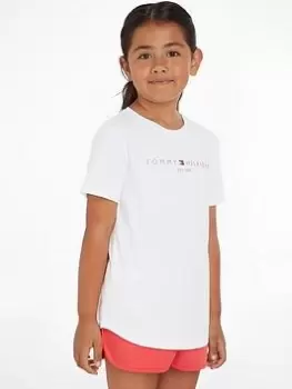 Image of Tommy Hilfiger Girls Essential T-Shirt and Shorts Set - Desert Sky, Navy, Size Age: 10 Years, Women