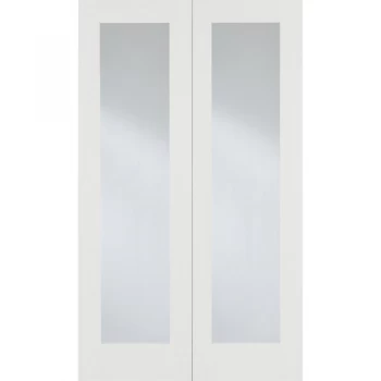 Image of LPD Pattern 20 White Primed Glazed Internal Door Pair - 1981mm x 1066mm (78 inch x 42 inch)