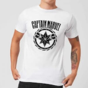 Image of Captain Marvel Logo Mens T-Shirt - White
