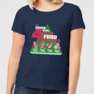 Image of Elf Food Groups Womens Christmas T-Shirt - Navy - L