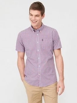 Image of Barbour Short Sleeved Gingham Shirt - Red, Size L, Men