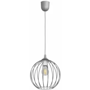 Image of Helam Lighting - Helam Mercure Wire Frame Pendant Ceiling Light Grey 24cm