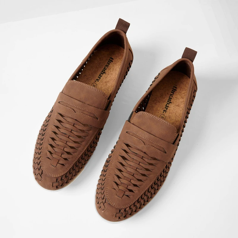 Image of Threadbare Faux Suede Woven Loafers Tan male 7