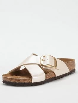 image of Birkenstock Sienna Big Buckle Pearl Flat Sandals - Pearl White, Pearl White, Size 3, Women