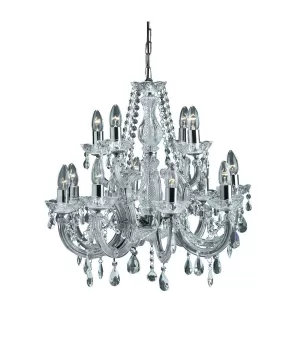 image of 12 Light Chandelier Acrylic & Chrome Finish, E14