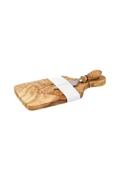 Image of Olive Wood - Cheese Board & Knife Set