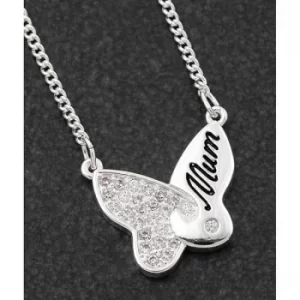 Image of Butterfly Jigsaw Silver Plated Necklace Mum