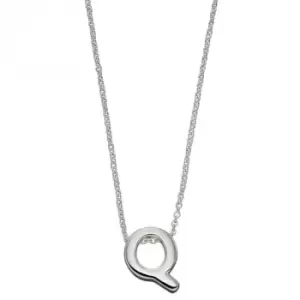 image of Initial Q Plain Silver Initial Necklace N4444