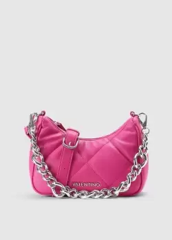 Image of Valentino Bags Womens Cold Quilted Chain Shoulder Bag In Fuxia