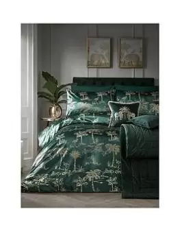 image of Laurence Llewelyn-Bowen Oasis Velvet Duvet Cover Set Bottle Green - Db