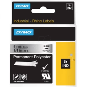 image of Dymo 1805441 Black On Metallic Label Tape 6mm x 5.5m