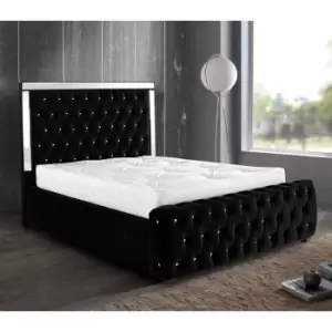 Image of Envisage Trade - Elegance Mirrored Upholstered Beds - Plush Velvet, Small Double Size Frame, Black - Black