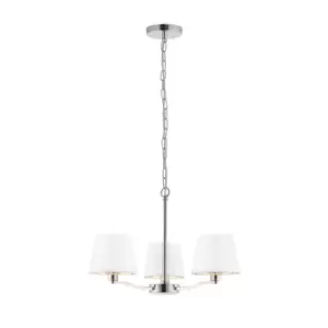 Image of Ceiling Pendant Light Bright Nickel & Vintage White Fabric 3x 40W E14 e10197