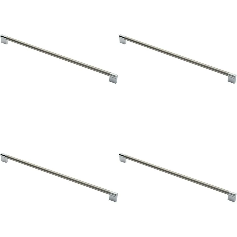 Image of Loops 4x Keyhole Bar Pull Handle 460 x 14mm 448mm Fixing Centres Satin Nickel & Chrome Metallics unisex