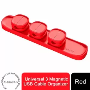 image of AQUARIUS Universal 3 Magnetic USB Cable Organizer, Red