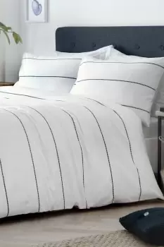 Image of Salcombe' 100% Natural Cotton Duvet Cover Set With Piped Edges