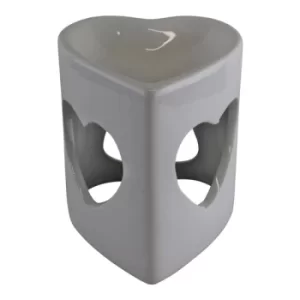 Image of Heart Shaped White Ceramic Oil Burner