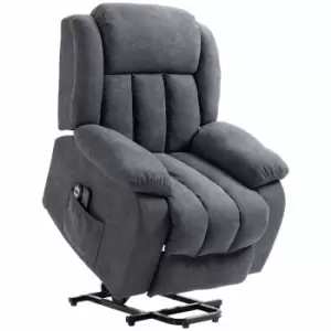 image of HOMCOM Oversized Riser And Recliner Chairs For The Elderly With Remote Control And Side Pocket Grey