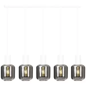 Image of Emibig Ingvar White Bar Pendant Ceiling Light with Graphite Glass Shades, 5x E14