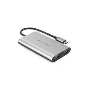 Image of HYPER HDM1-GL video cable adapter USB Type-C 2 x HDMI Stainless steel