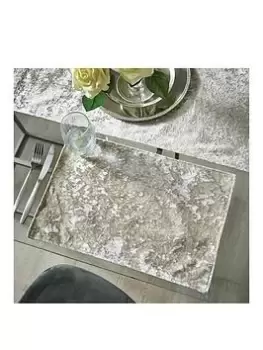 Image of Catherine Lansfield Crushed Velvet Placemats In Natural - Set Of 2