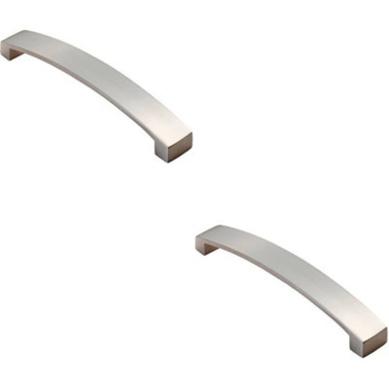 Image of Loops 2x Flat Curved Bow Pull Handle 238 x 25mm 224mm Fixing Centres Satin Nickel Metallics unisex