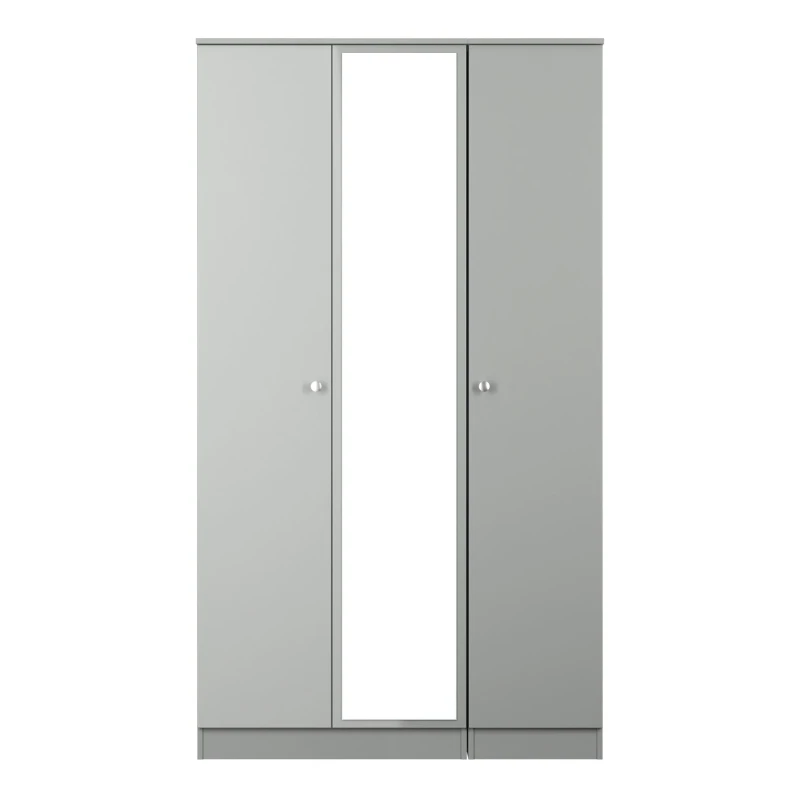 Image of Portland Tall Triple Mirrored Wardrobe In Uniform Grey & Dusk Grey (Ready Assembled)