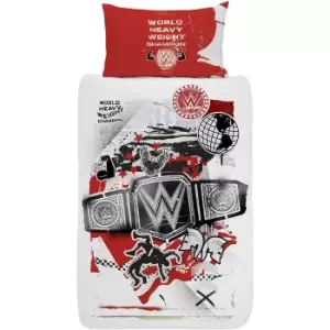 Image of WWE WHW Champion Reversible Duvet Cover Set (Double) (White/Red/Black)