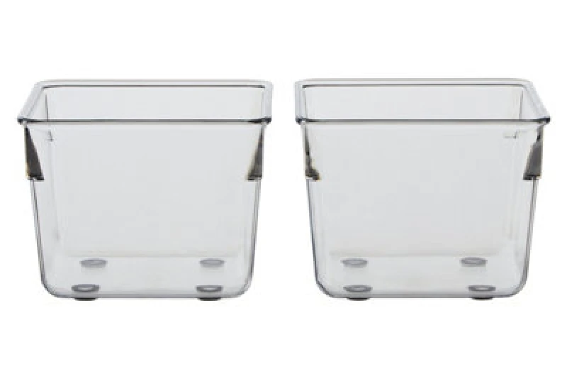 Image of Orsina Sturdy Build Small Set Of Two Square Kitchen Organisers, Integrated Handle Narrow Storage Boxes For Fridge