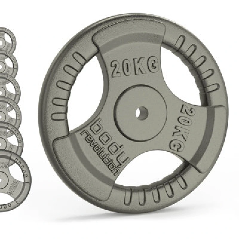 Image of Body Revolution Cast Iron Weight Plates - 1" Standard Tri Grip Pairs (1.25 - 25 kg) - 2 x 1.25kg Red unisex