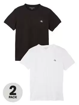 Image of Calvin Klein Jeans 2 Pack Monogram T-Shirt, Black/White, Size S, Men
